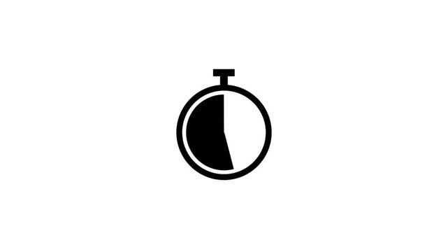 Icon of a stopwatch animated on a white background.with 4k video animation.