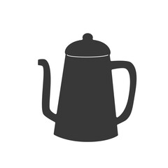 Black Silhouette of Cute Coffee Pot Icon – Minimalist Tea Kettle Vector for Cafe, Kitchen Decor, Branding and Coffee Shop Design