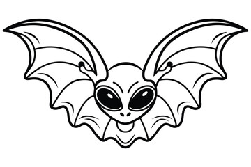 The cartoonstyled bat is depicted with large eyes and black outline on white