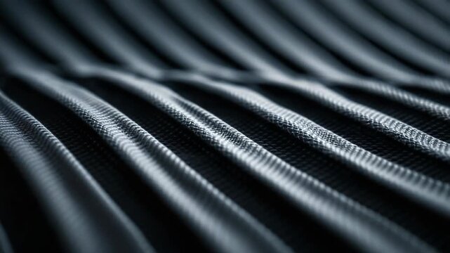 Video Close-up shot of black fabric with intricate weave and texture