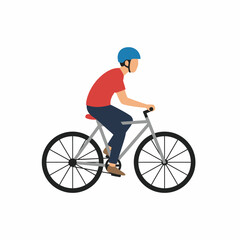 Obraz premium Person riding bicycle in casual outfit with helmet for cycling fitness outdoor activity healthy lifestyle transportation exercise branding design