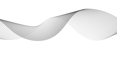 Naklejka premium Abstract wave element for design. Digital frequency track equalizer. Stylized line art background, Geometric grey vector waves on transparent background. Editable stroke.