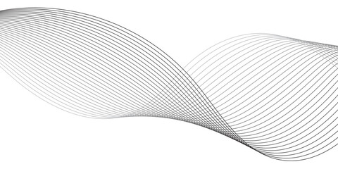 Naklejka premium Geometric grey vector waves on transparent background. Editable stroke, Abstract background wave line elegant white striped diagonal line technology concept web texture.