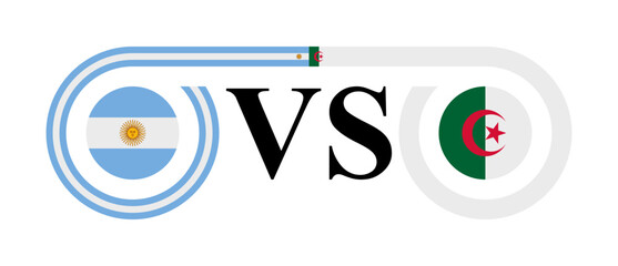 concept between argentina vs algeria. vector illustration isolated on white background