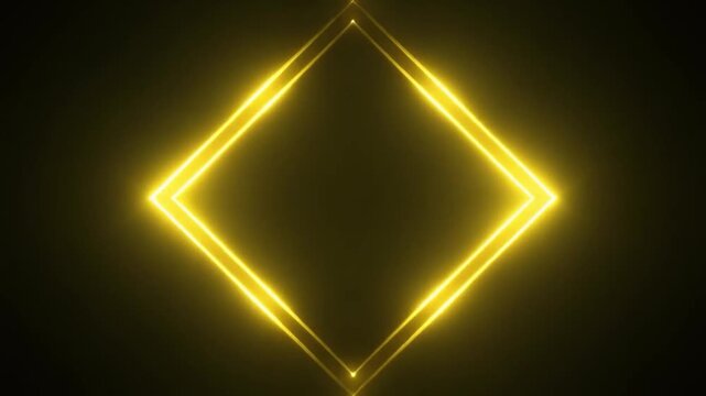 Glowing golden rhombus shape against a dark background, abstract geometric design.