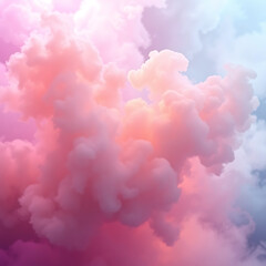 Dreamy pastel clouds in soft pink and blue hues creating an ethereal and tranquil atmospheric backdrop for creative projects and digital art
