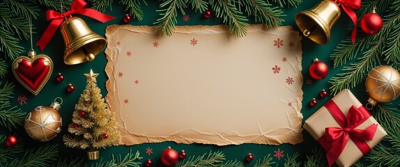 Christmas background with ornaments empty copy space 
