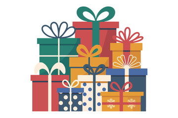Stack of Colorful Gift Boxes with Ribbons