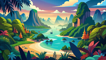 A breathtaking panoramic landscape from Samet Nangshe Viewpoint, showcasing Thailand&rsquo;s iconic karst formations, tranquil waters, and vibrant tropical foliage. Perfect for travel, nature, and tourism