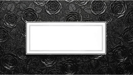 Elegant dark roses texture background with central white rectangle placeholder