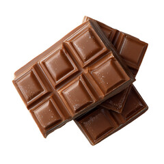 Obraz premium Two delicious milk chocolate bars stacked on a white background