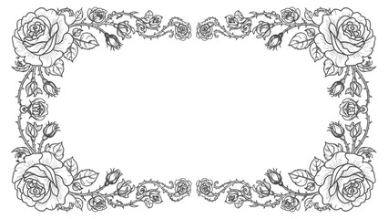 Obraz premium Elegant floral frame with roses and thorns for decorative invitations and designs
