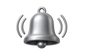 Silver bell ringing for important notification, alert, or reminder, indicating new message or subscription update with sound waves