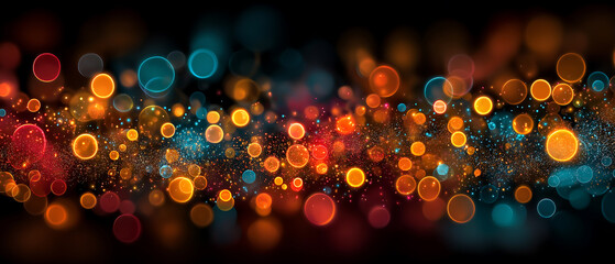 Abstract background with bokeh effect and colorful glowing circular shapes