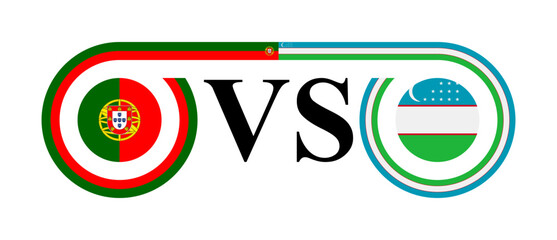 concept between portugal vs uzbekistan. vector illustration isolated on white background