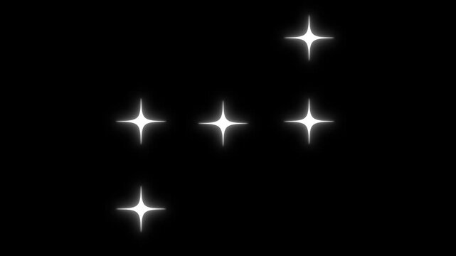 shiny glowing stars, fairy twinkle stars on black screen,falling sparkling bright stars,Star twinkling for festive holiday event. twinkling night sky, looping animation.4K