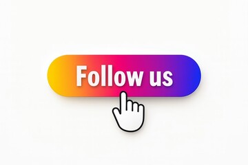 Interactive follow us button with a cursor pointing to it symbolizing social media engagement and online connection