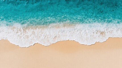 Gentle ocean waves lapping on sandy beach tropical location aerial view serene environment
