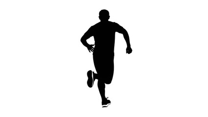 Dynamic silhouette of a basketball player mid jump ready to dunk against a stark black background for sports advertising