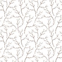 A seamless pattern with dried branches. Watercolor illustration for packaging design, flower shop decor, eco-projects, travel agency websites, and corporate identity.