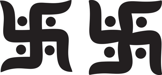 Two black swastika symbols with dots in the center representing good fortune and auspiciousness in hinduism and buddhism