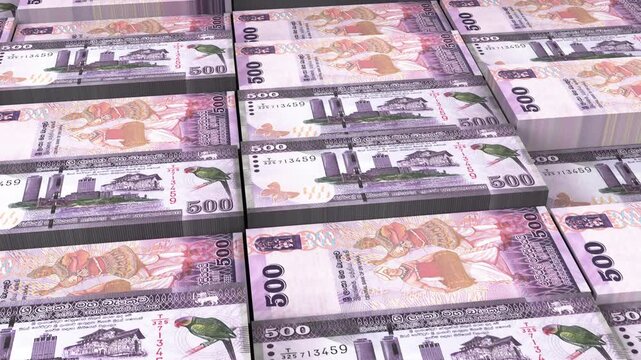 Sri Lanka 500 Rupee Banknote Horizontal 3D Animation ? Realistic Currency Motion, Finance, Economy, Business Investment, Banking and Money Flow Visualization