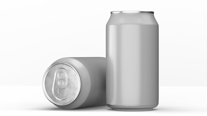Minimal Aluminum Beverage Can Mockup Set – Blank Drink Cans in Standing and Horizontal Positions for Branding and Packaging Design