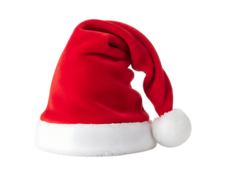 Classic red and white santa hat isolated on transparent background
