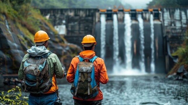 The Majestic Dam situated in the enchanting Misty Mountains A Solitary Adventurers Deep Reflection on Nature - Powered by Adobe