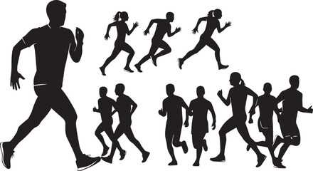 Running silhouette group