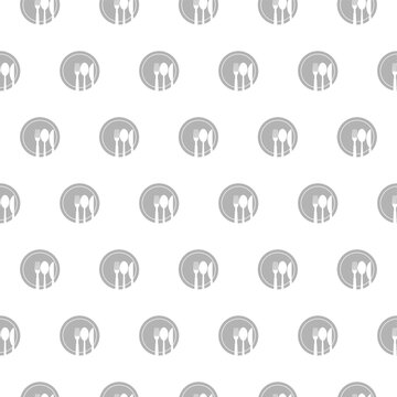 Spoon, Fork, knife and plate seamless pattern isolated on white background