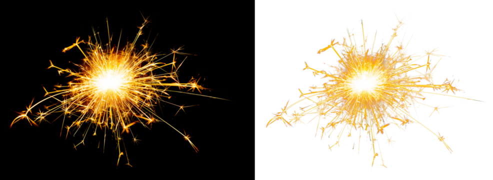 Sparklers, golden sparks on a transparent background. Christmas and New Year's decor. - Powered by Adobe