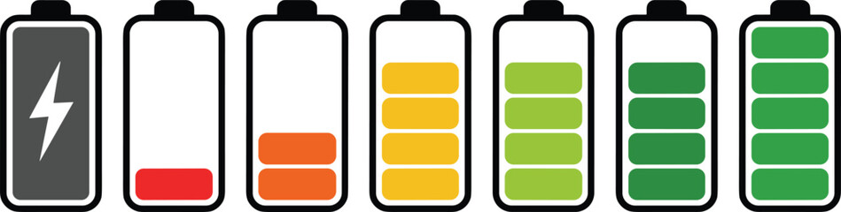 Obraz premium Battery Level Indicator Set Charging Power Energy Status Vector