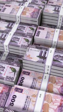 Sri Lanka 500 Rupee Banknote Vertical (Mobile) 3D Animation ? Mobile Money Flow, Finance and Economy Concept, Banking Visualization, Currency Exchange Motion