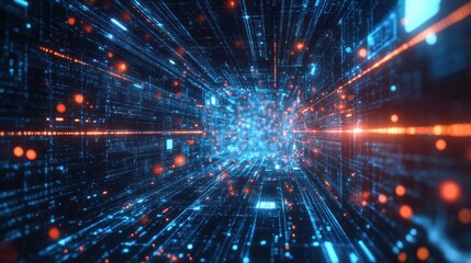 Obraz premium Quantum AI-Enhanced Computing Cloud Analyzing Big Data