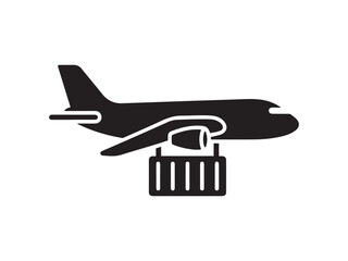 Air cargo delivery concept, commercial airplane carrying shipping container