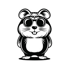 Obraz premium Stylish Hamster in Black and White, Wearing Round Sunglasses, Isolated on White Backdrop