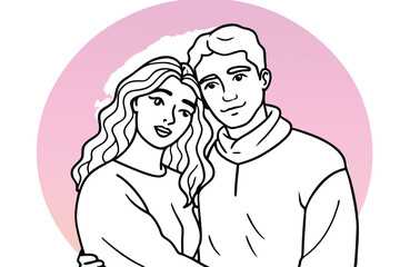 Obraz premium a couple in a gentle embrace minimalist design