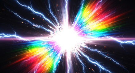 Obraz premium 輝く光と粒子の爆発 パチンコ・パチスロの激アツ演出の背景