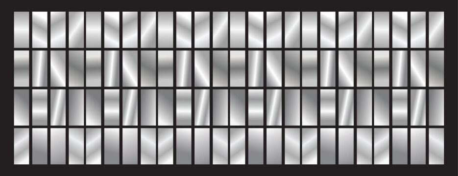 Set of Silver gradient metallic glossy gradients, The texture of a smooth metal surface. Silver gradients. silver gradient illustration. 