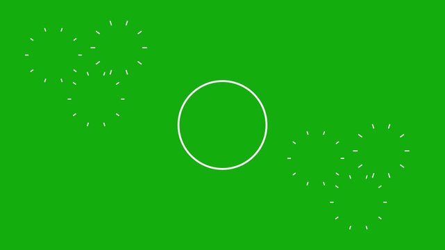 pop-up line animation with geometric circle bursts, glowing sparkle explosions, and dynamic shape brust motion designed for clean green screen compositing, festival intros, celebration clips