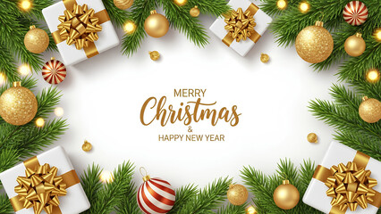 christmas background with christmas tree and balls