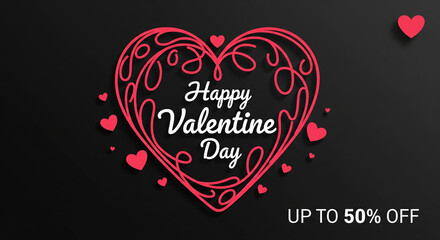 Elegant red heart design with valentine s day sale announcement
