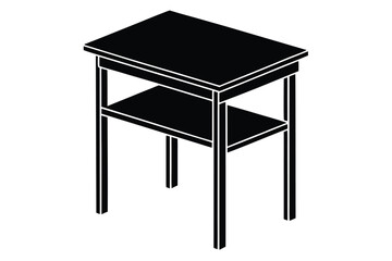 school desk vector icon silhouette illustration