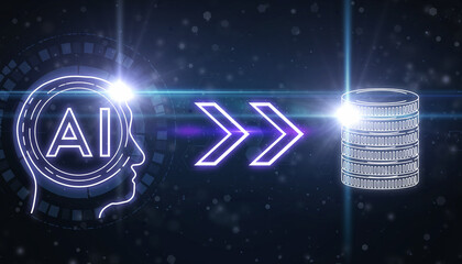 AI-Driven Data Transformation:  A futuristic vision illustrating the flow of artificial intelligence transforming into a stream of data