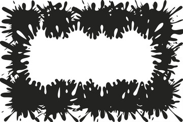 Ink Splatter Frame, Abstract Border, Black Paint Blots, Artistic Edge, Design Element