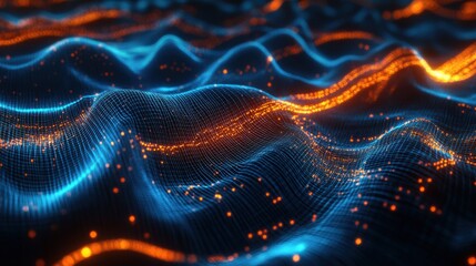 Fototapeta premium Machine Learning Algorithms Visualized as Glowing Data
