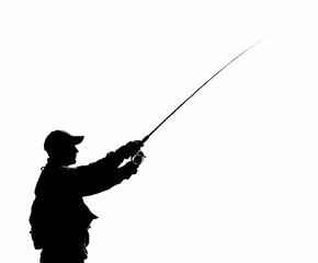 Obraz premium A Captivating Fishing Expedition Silhouette Capturing the Tranquil Essence of the Shoreline