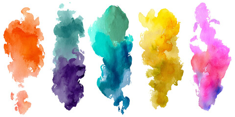 Vector Colorful Watercolor set and Backdrop background texture. Modern Collection Pastel Watercolor Art, Creative Brush Strokes Design.