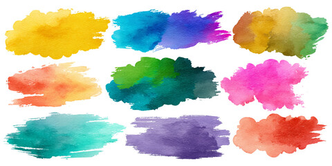 Vector Colorful Watercolor set and Backdrop background texture. Modern Collection Pastel Watercolor Art, Creative Brush Strokes Design.